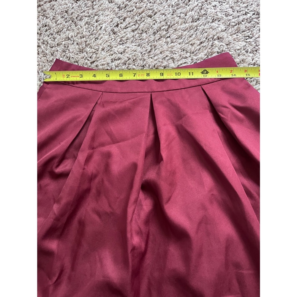 Yige Red Wine Pleated Midi Skirt N002 High Waist A-Line Size 6 NEW - Picture 4 of 6